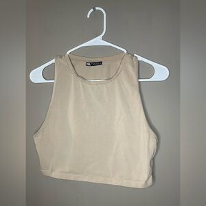 Zara Beige Sleeveless Crop Top Women’s Size L